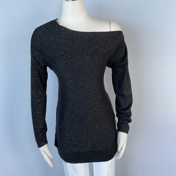 WHBM Lux Off Shoulder Tunic Sweater XSmall Gray - Picture 6 of 15